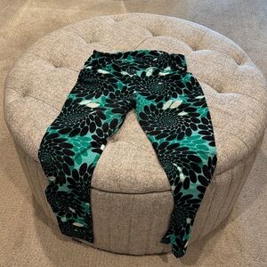 LuLaRoe Kids' Teal and Black Patterned Leggings